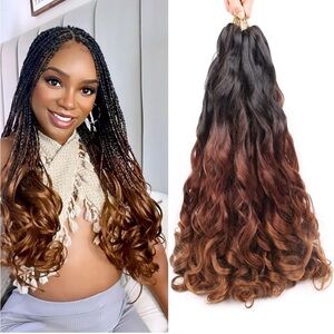 French Curly Braiding Hair Curly Braiding Hair 18 Inch 8 Packs (1B/33/30)